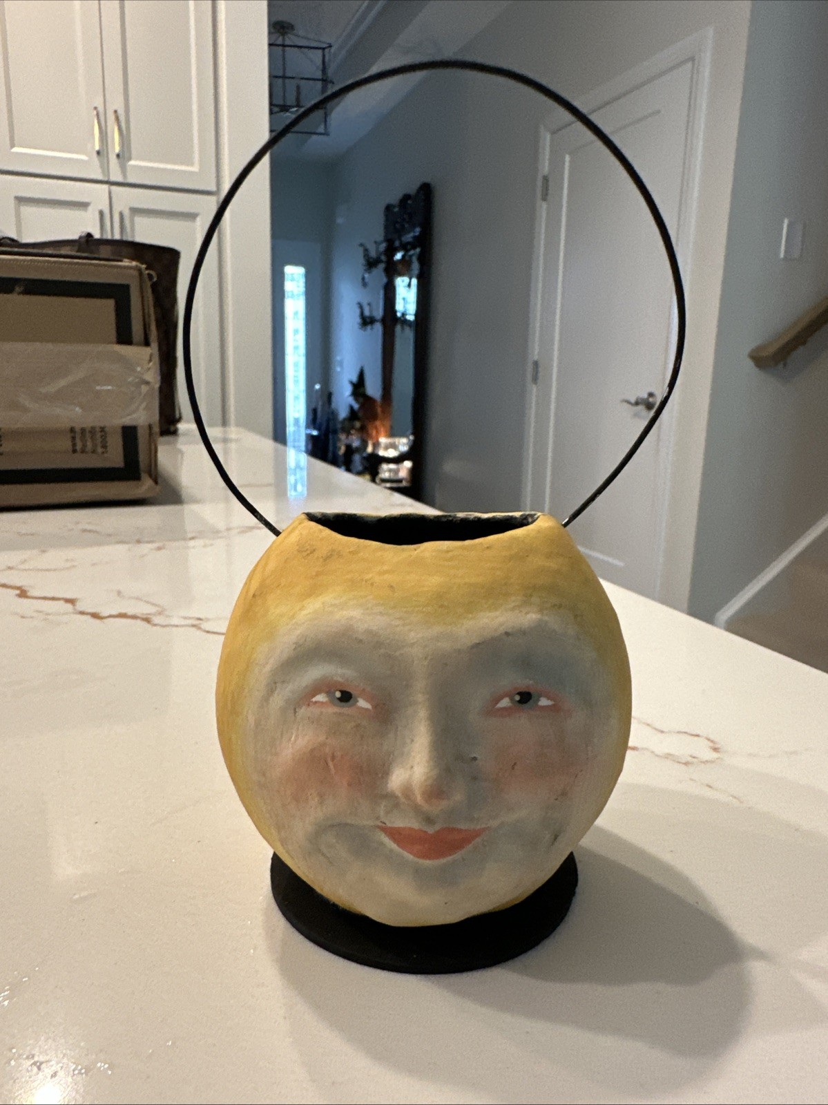Vintage Halloween Bethany Lowe Vergie Lightfoot Moon Face Candy Container Retire