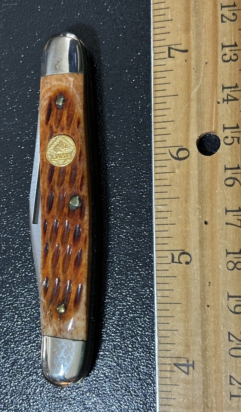 Vintage Puma Germany Jigged Peach Bone Handle Folding Pocket Pen Knife