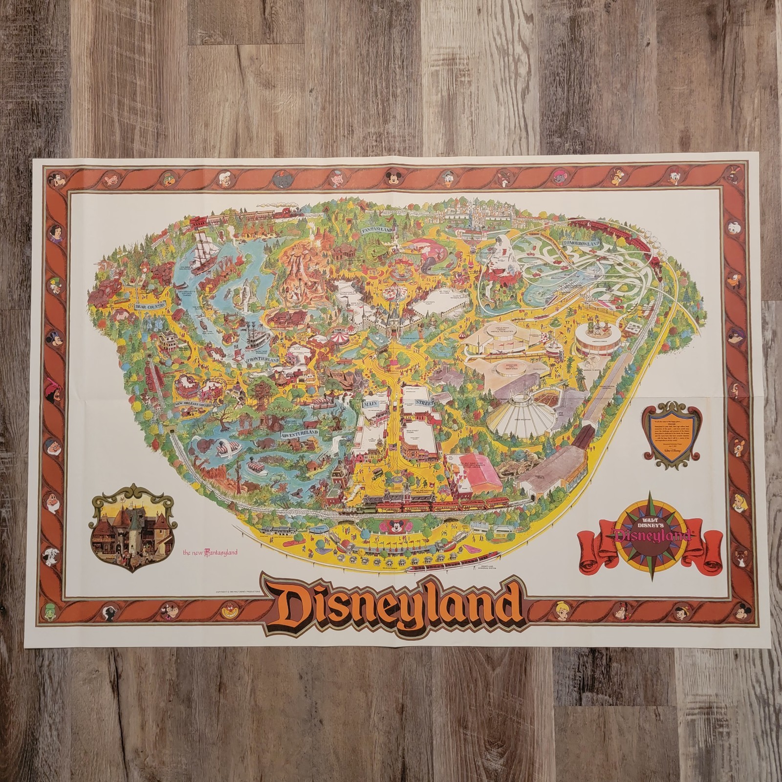 Vintage 1983 Walt Disney Disneyland Large Wall Map 30\