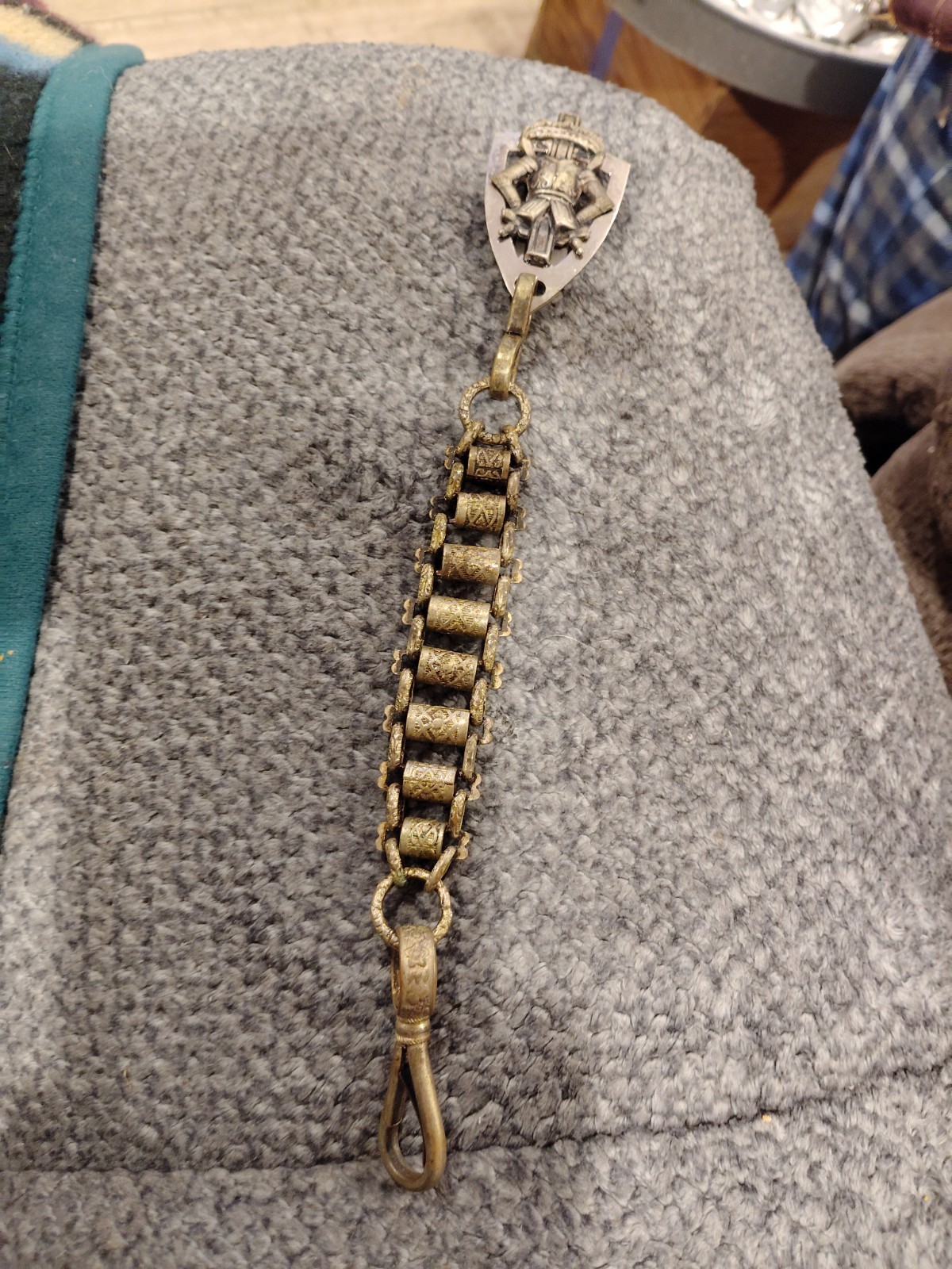 Antique 1900s Masonic Knights Templar Chain Sword Belt Hanger - Freemasons