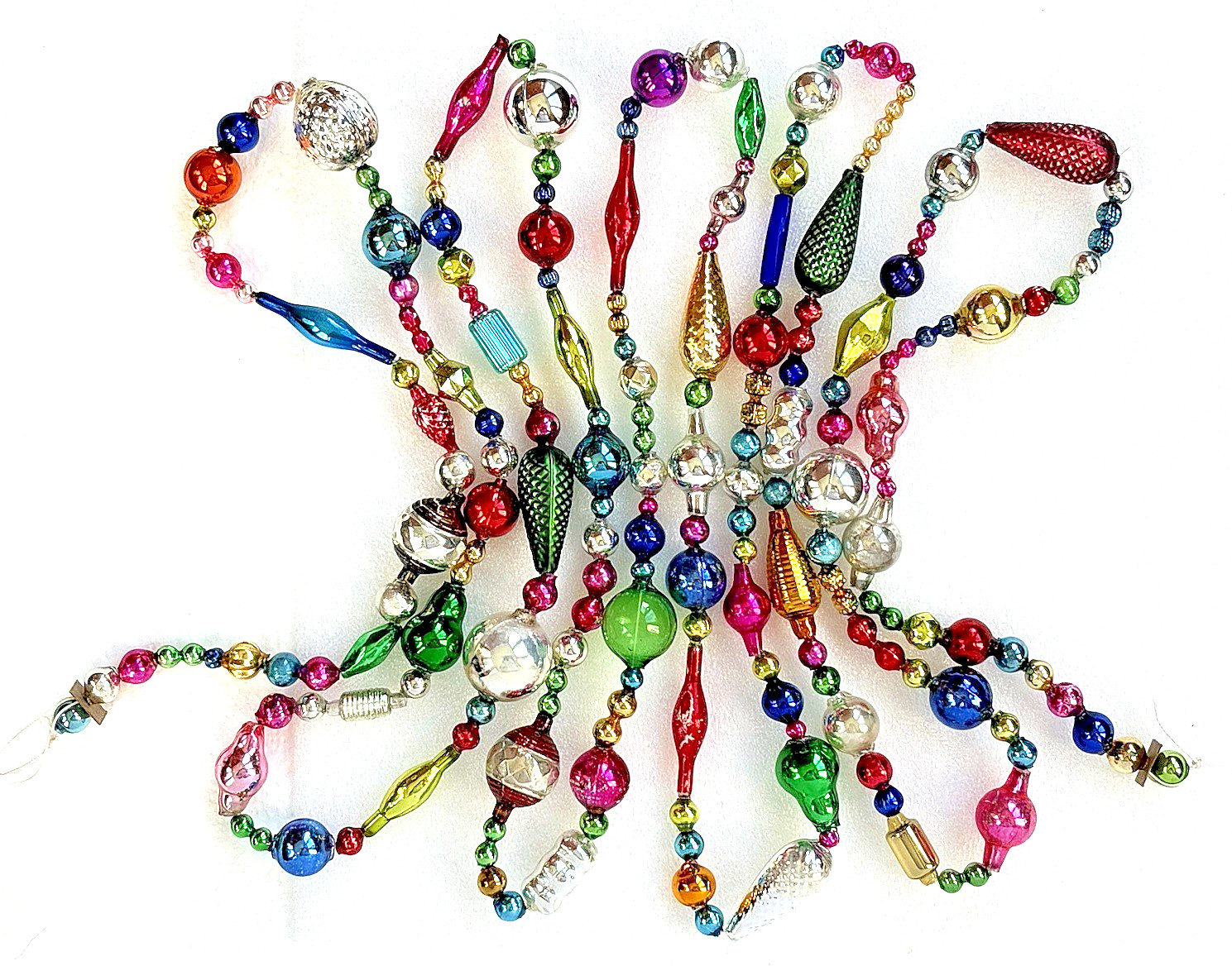 VINTAGE & Antique 10 FT MERCURY GLASS Christmas BIG BEAD Garland ORNAMENT 120\