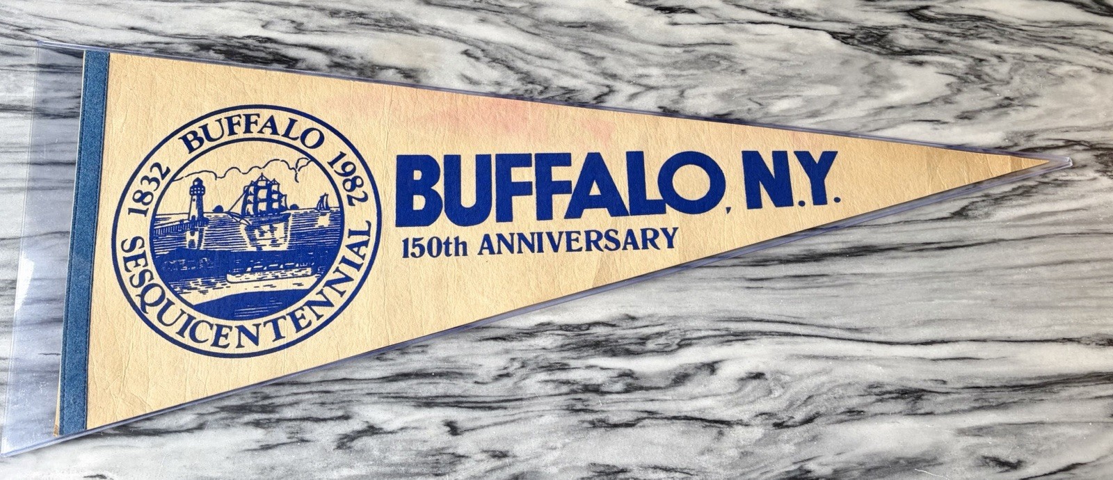 Vintage 1982 Buffalo NY Sesquicentennial Pennant 150th Anniversary Commemorative