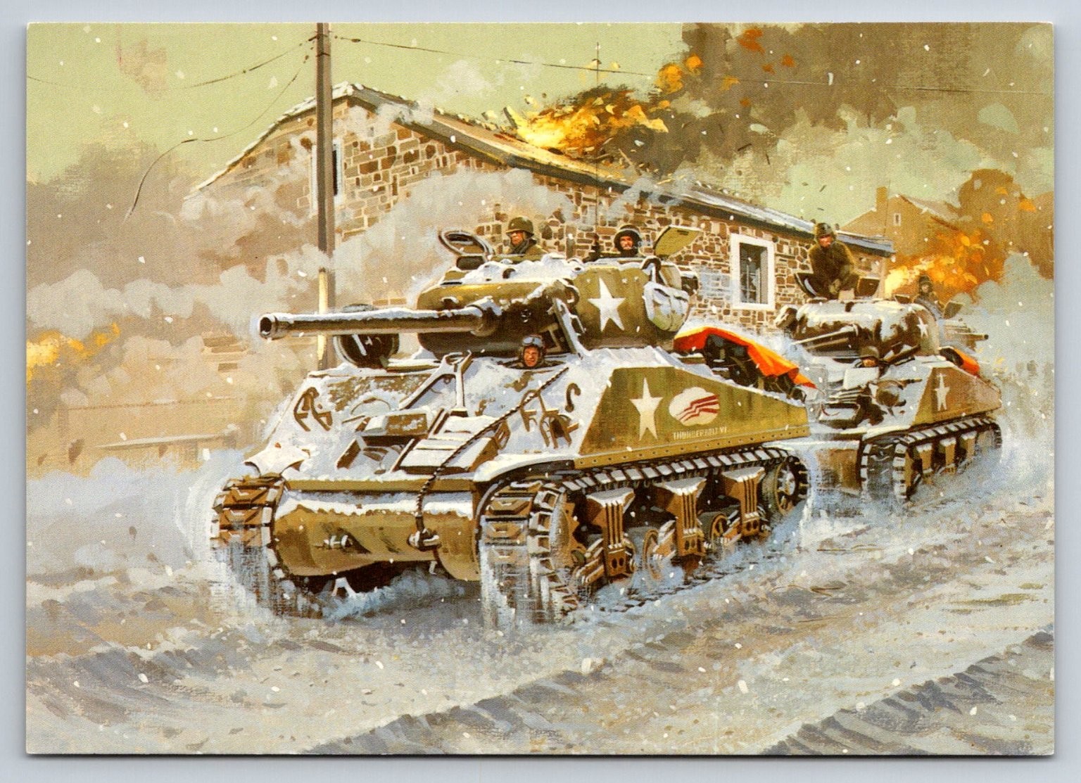 WWII Battle of Bulge Postcard 1944 Thunderbolt VI Bastogne Osprey Art