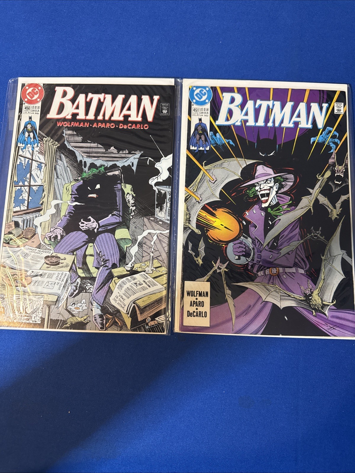 Batman #450 & 451 (DC Comics, 1990) Joker Origin, High Grade VF/NM Marv Wolfman