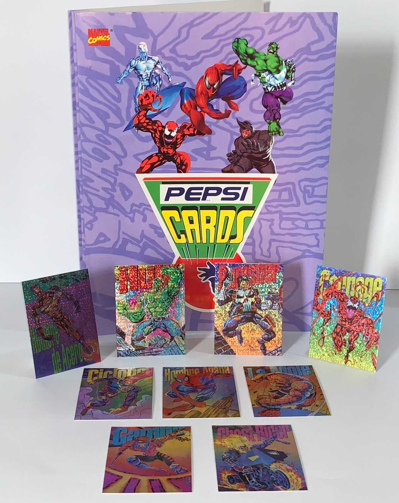 1995 Marvel Pepsicards Binder + Full Set Basic + Specials + Holograms Reprint