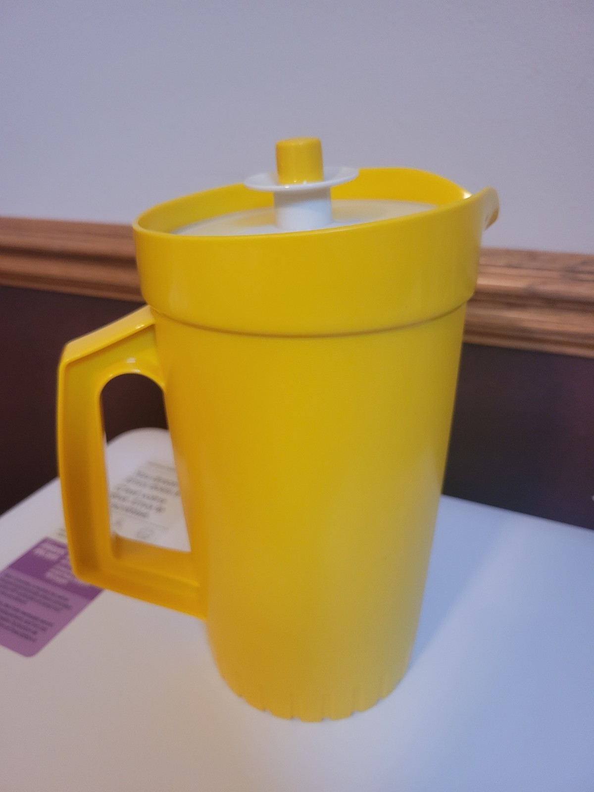 Vintage 70s Tupperware Yellow 1.5 Quart Pitcher Push Button Lid # 874-13 Vintage 70s Tupperware Yellow 1.5 Quart Pitcher Push Button Lid # 874-13