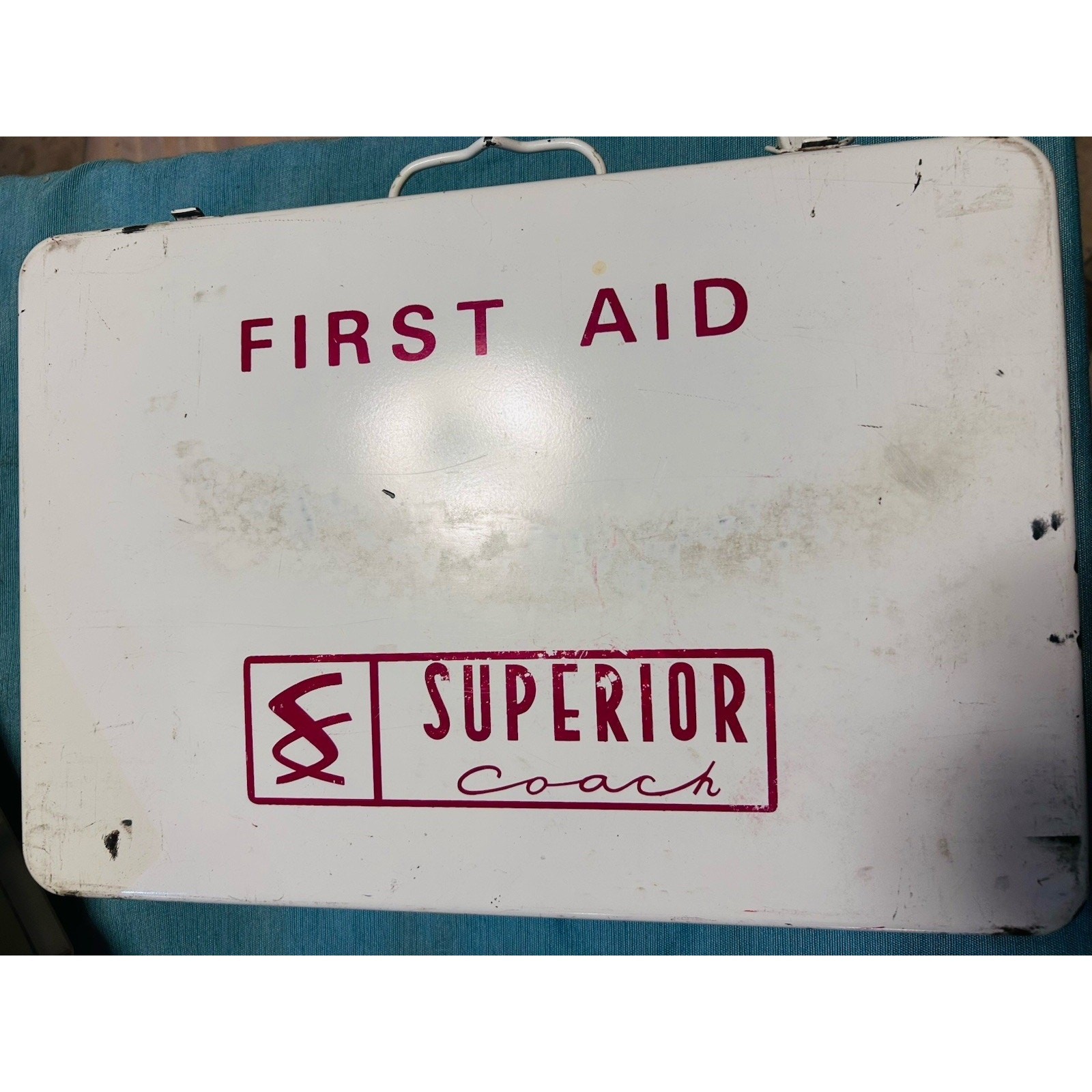 Vintage Superior Coach Iowa First Aid Kit Complete 1965 Industrial Wall Cabinet