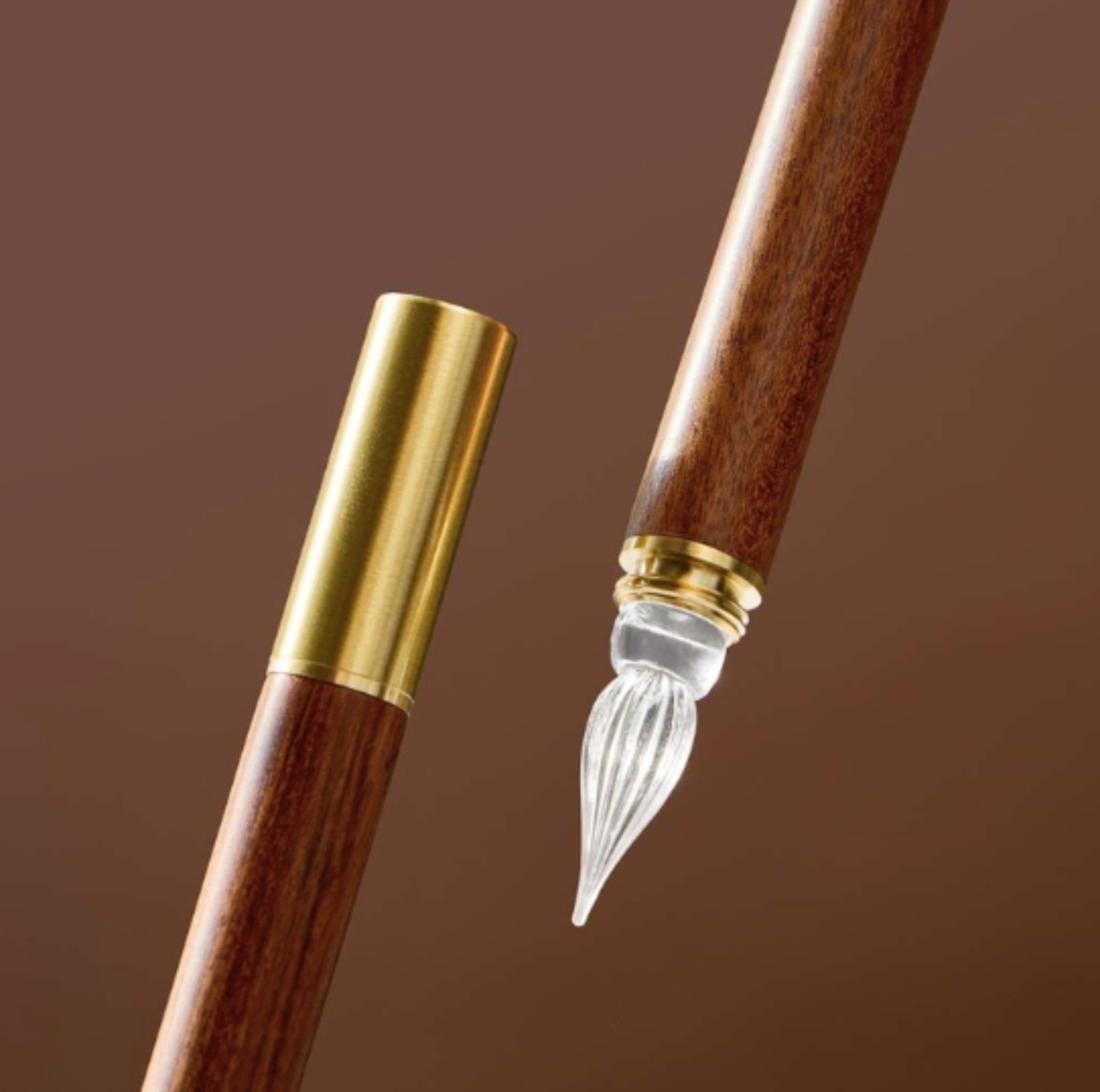 Wearingeul Modular Glass Pen in Transparent Glass Nib with Rosewood Handle NEW