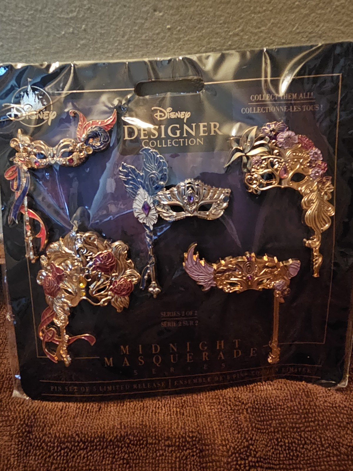 Disney Designer Pin Collection - Midnight Masquerade Mask Series (Set Of 5)