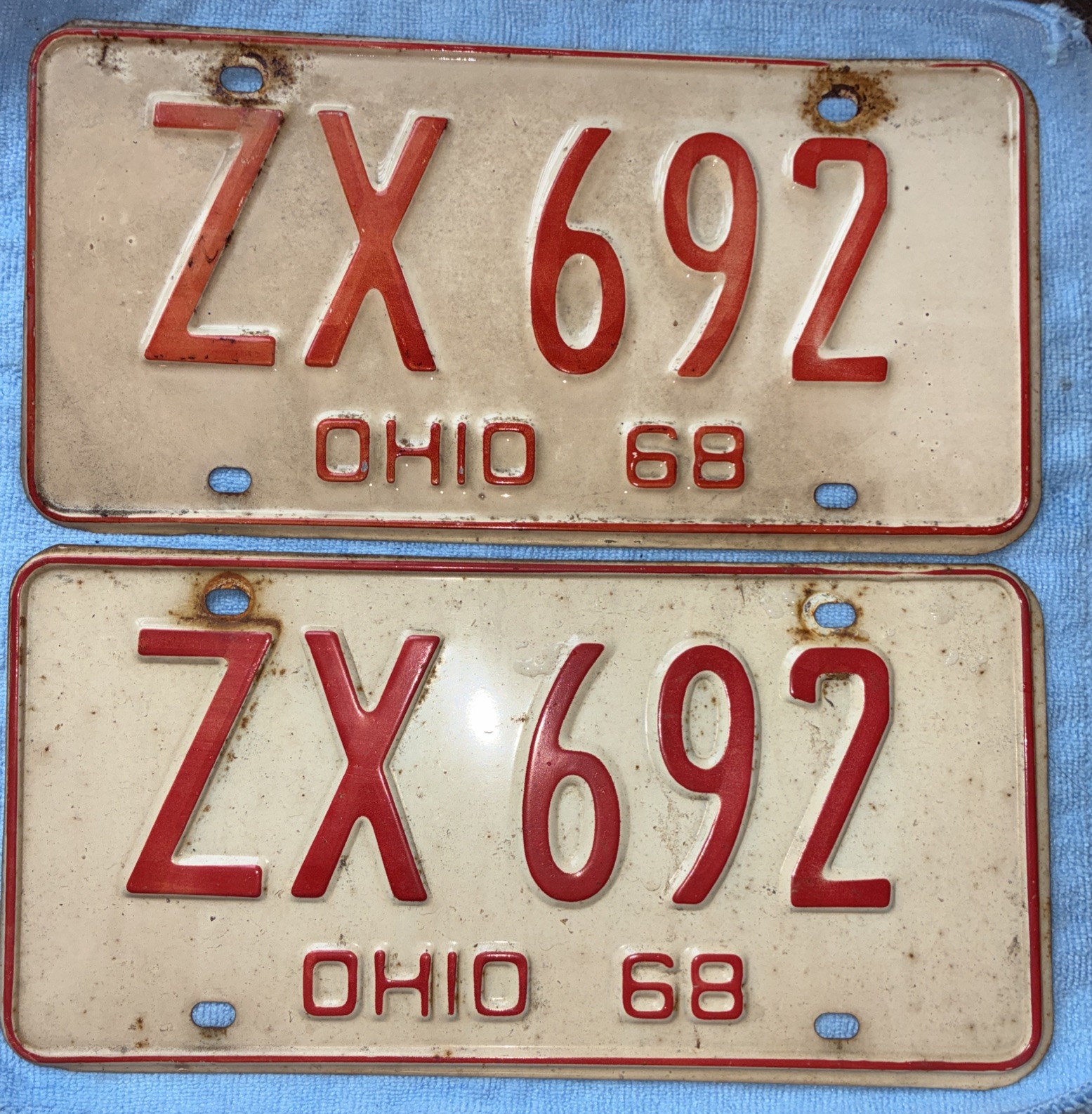Vintage 1968 Ohio License Plate Set