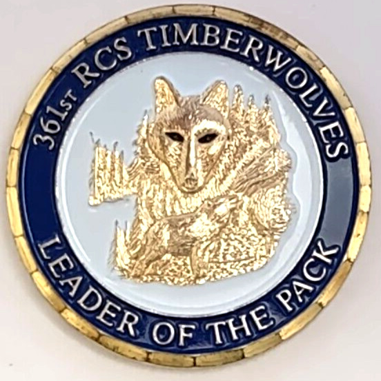 Air Force Recruiting Challenge Coin 361st RCS TimberWolves Leader Of The Pack