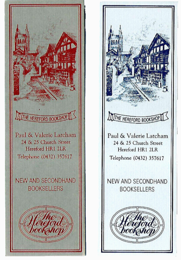 2x Hereford Bookshop Bookseller Bookmarks Paul & Valerie Latchman Lot BRAND NEW
