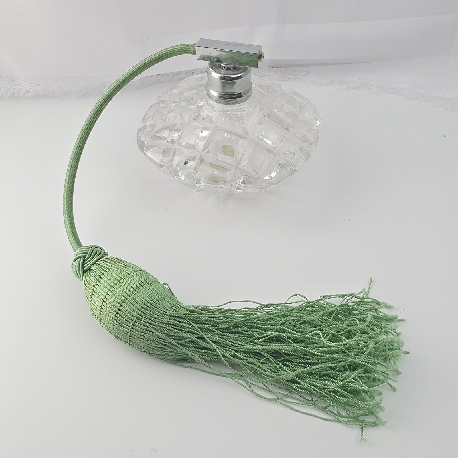 Vintage Hofbauer Collections Crystal Perfume Bottle Tassel Atomizer West Germany