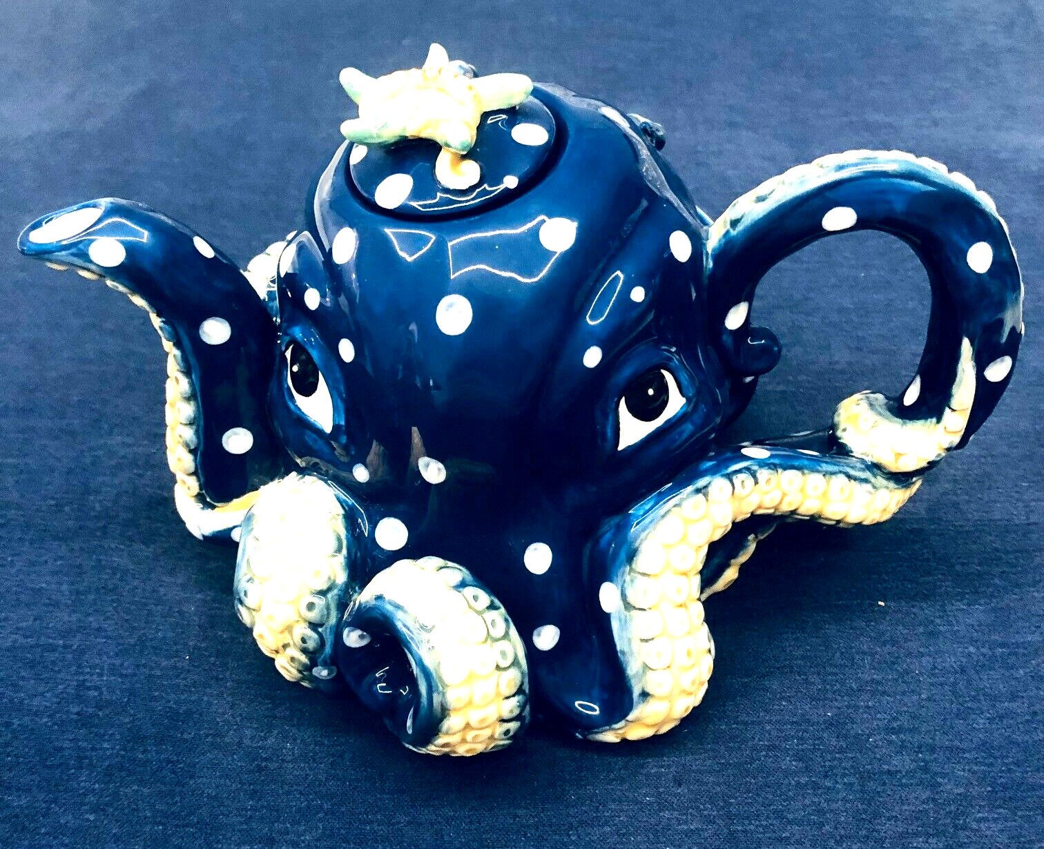 New Blue Sky Clayworks Blue Octopus Nautical Teapot by Heather Goldminc~New~2022