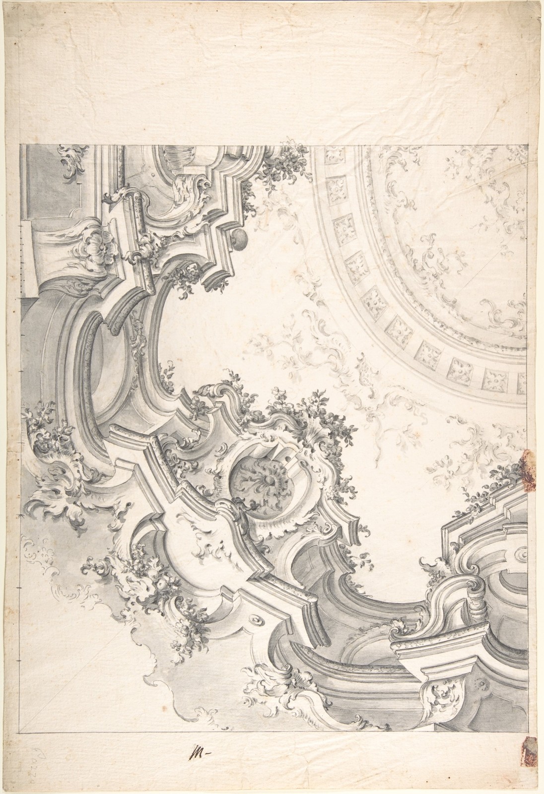 Italian Piedmontese Ceiling Design 1700 Vintage Architectural Reprint Wall Art