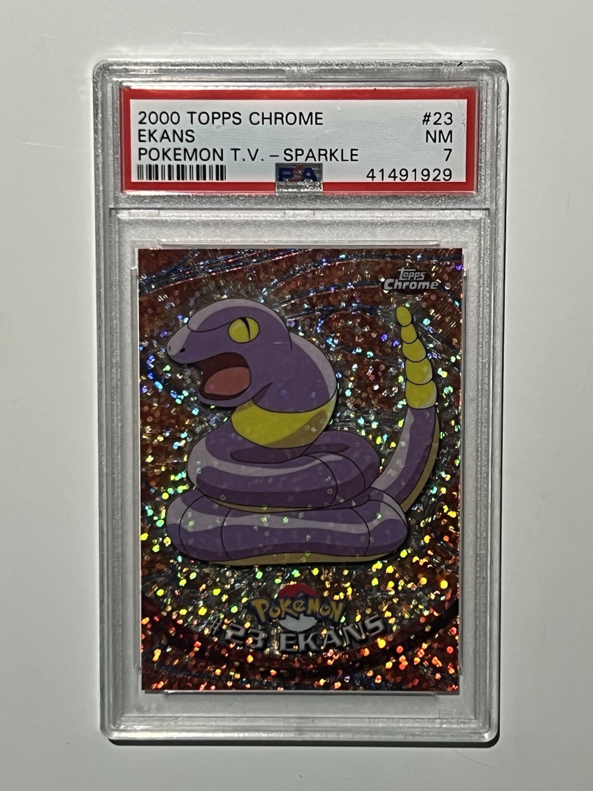 PSA 7 Ekans #23 Sparkle Parallel 2000 Topps Chrome Pokemon TV Series 1 NM PSA 7 Ekans #23 Sparkle Parallel 2000 Topps Chrome Pokemon TV Series 1 NM