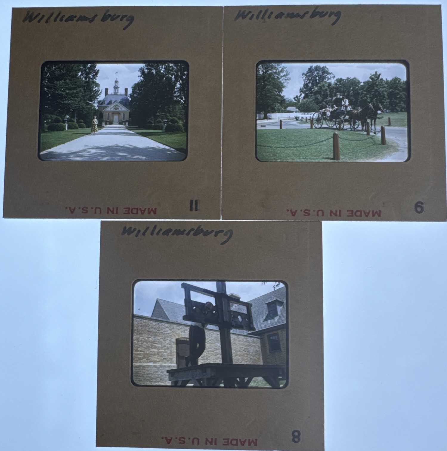 Vintage Colonial Williamsburg VA Slides Lot of 3 Red Border