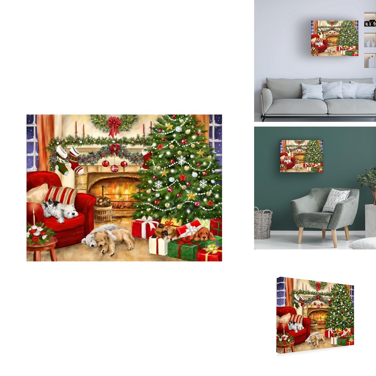 Trademark Fine Art Canvas Wall Art - MAKIKO 'christmas Sleeping Puppies' Wall