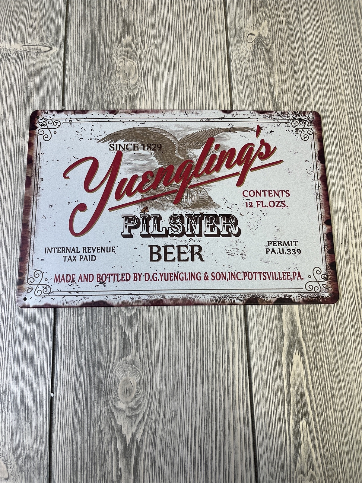 Yuengling\'s Pilsner Beer Bar Pub Happy Hour Rustic Metal Sign 8 x 12 Inches