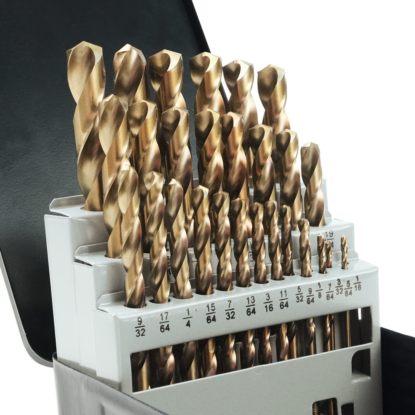GMTOOLS 29Pcs Cobalt Drill Bits Set, M35 High Speed Steel, 135 Degree Tip, St...