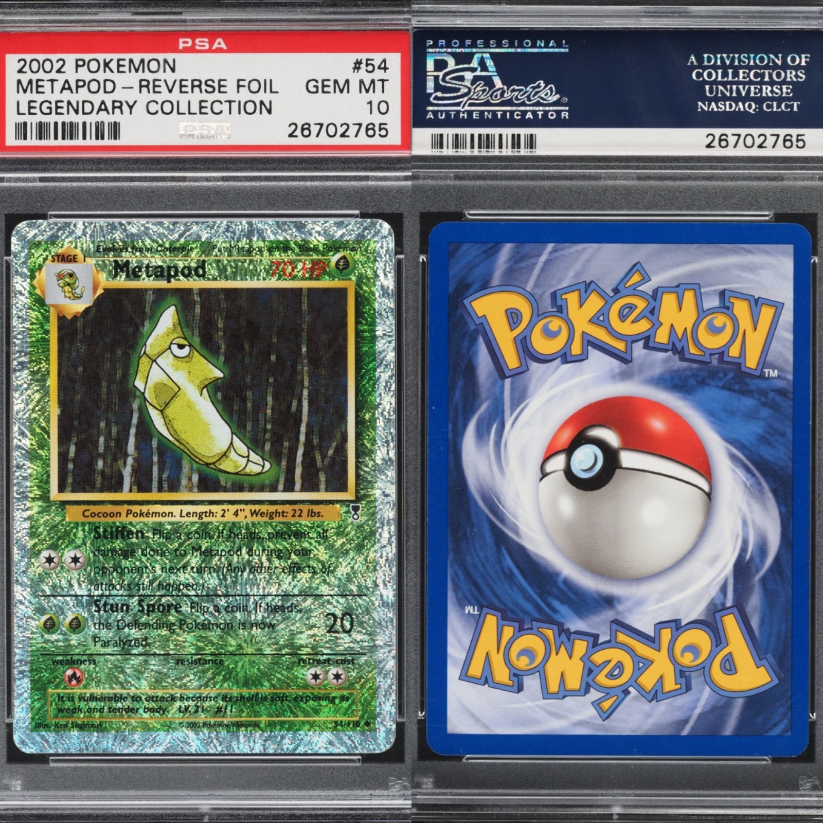 🔥 PSA 10 GEM MINT METAPOD REVERSE HOLO | LEGENDARY COLLECTION 54/110 🔥