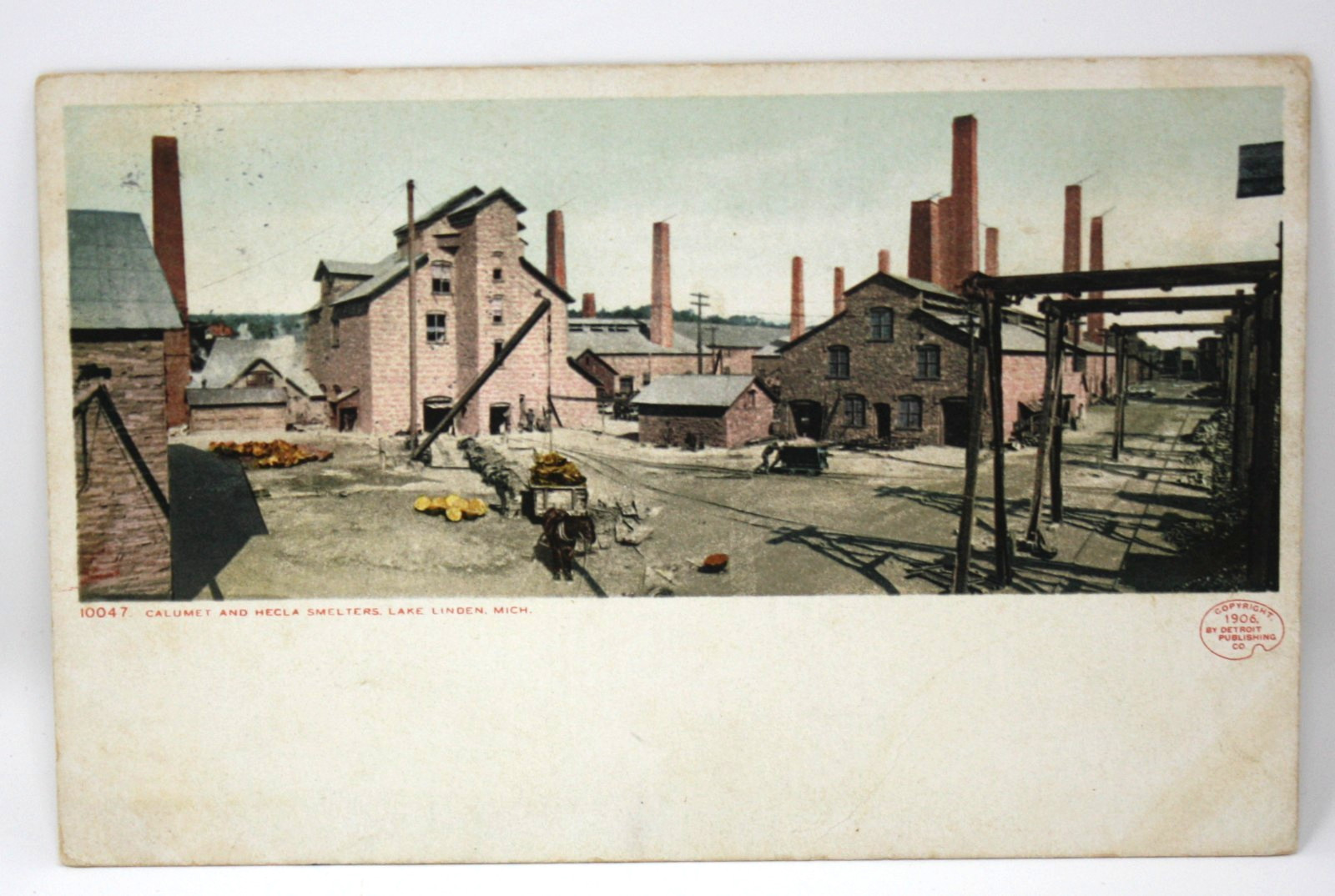 Lake Linden Michigan MI Calumet & Hecla Smelters c1907 Vintage Postcard