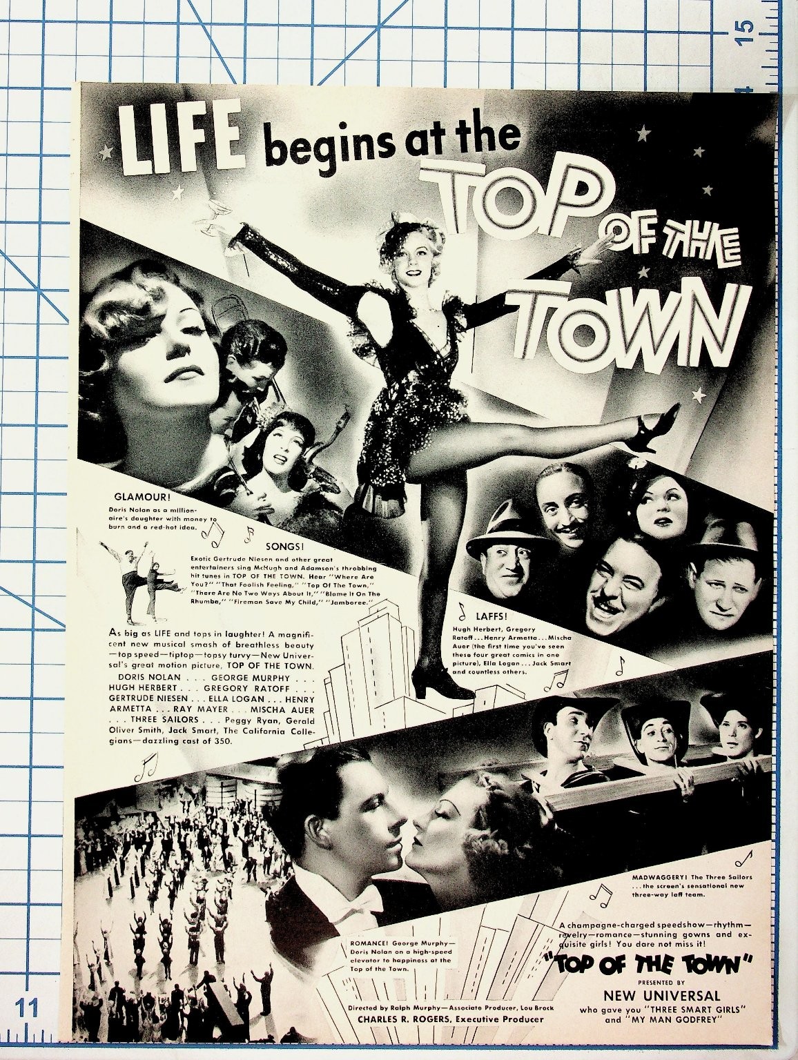 Top of the Town 1937 Movie Ad Universal Doris Nolan George Murphy Ephemera Print