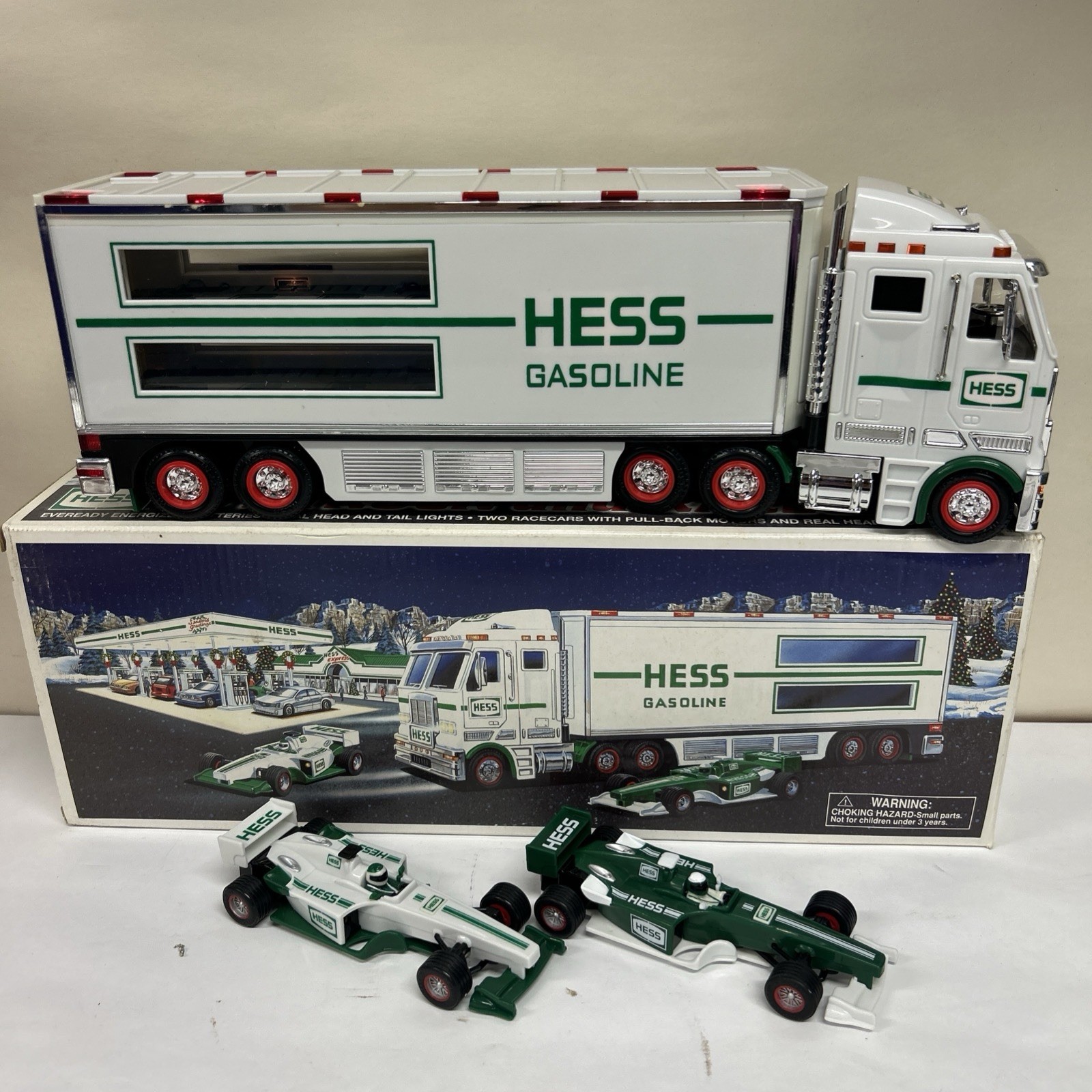 NEW Hess Toy Truck And Racecars Race Cars 2003 Real Head And Tail Lights