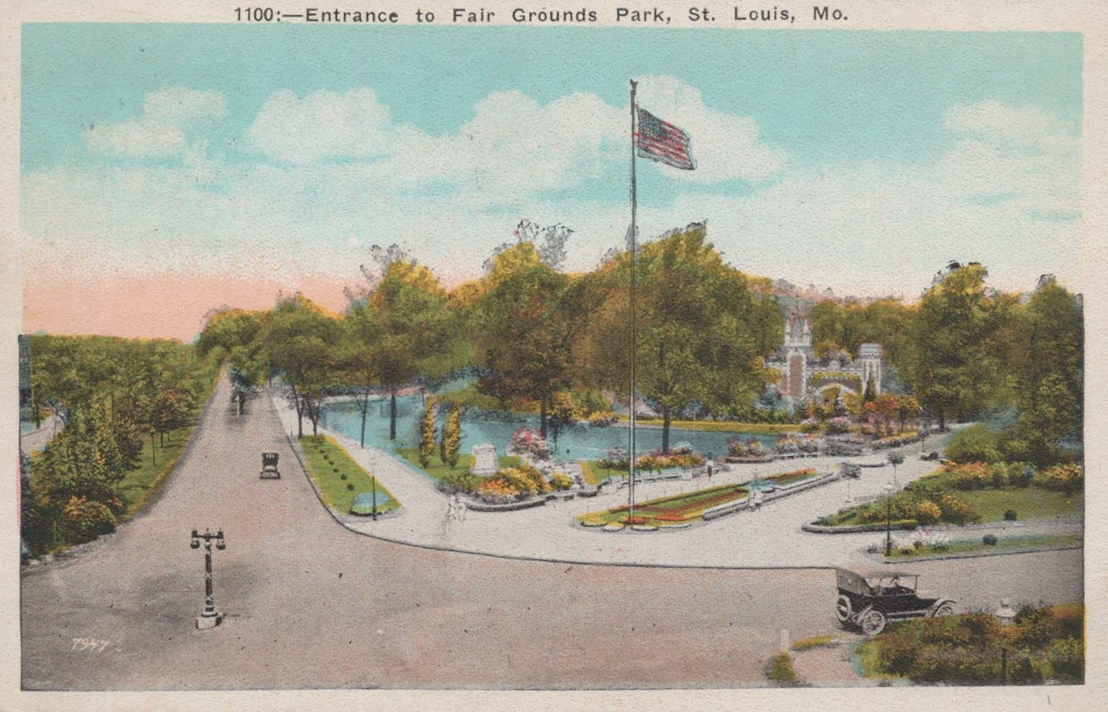 Postcard Entrance to Fair Grounds Park St Louis MO 