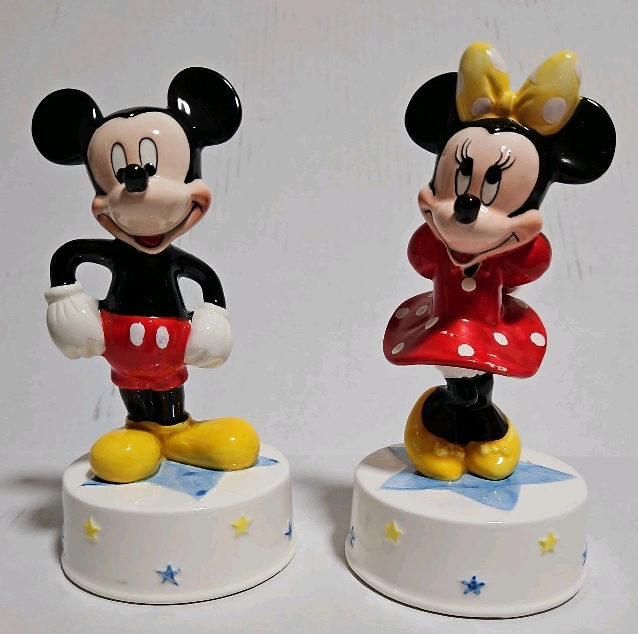 Vintage Lot of 2 Schmid Disney Mickey & Minnie Mouse on Star 7.5\