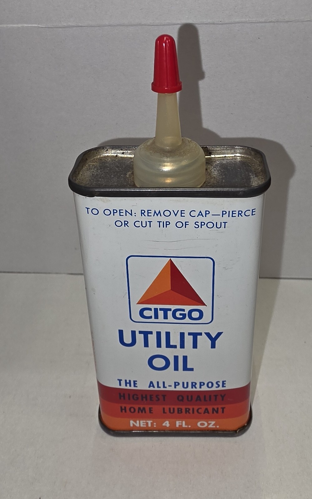 Vintage 1965 Citgo Utility Oil 4oz Oiler.  Uncut Spout / Full NOS