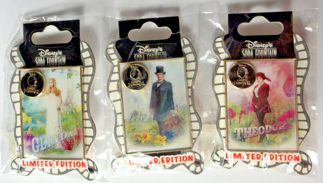 Disney Soda Fountain Oz The Great and Powerful Pin Set Glinda Oscar Theodora LE