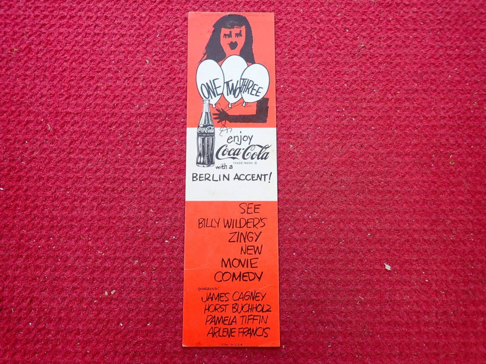 Vintage 1961 Coca Cola Movie One Two Three Advertising & Discount Card