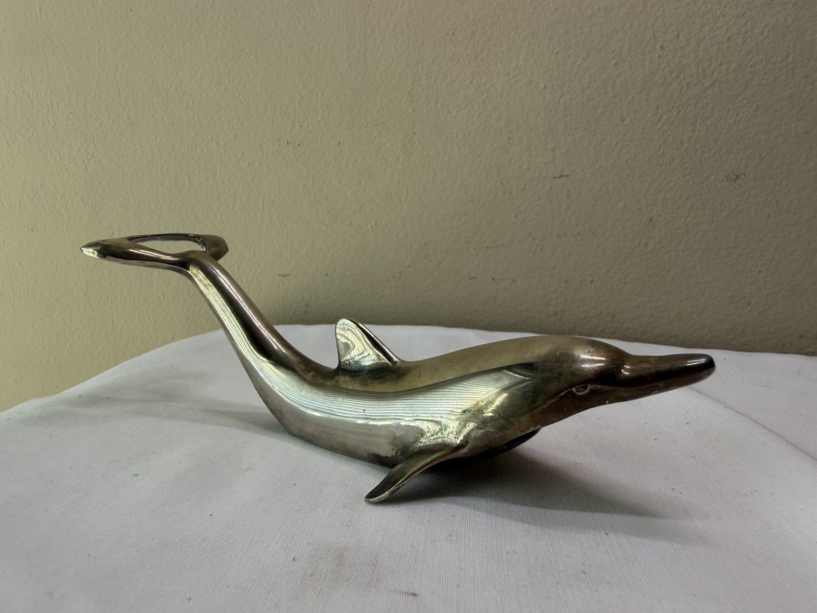 Vintage Silver Plated Dolphin Figurine Bottle Opener - Mid Century Barware