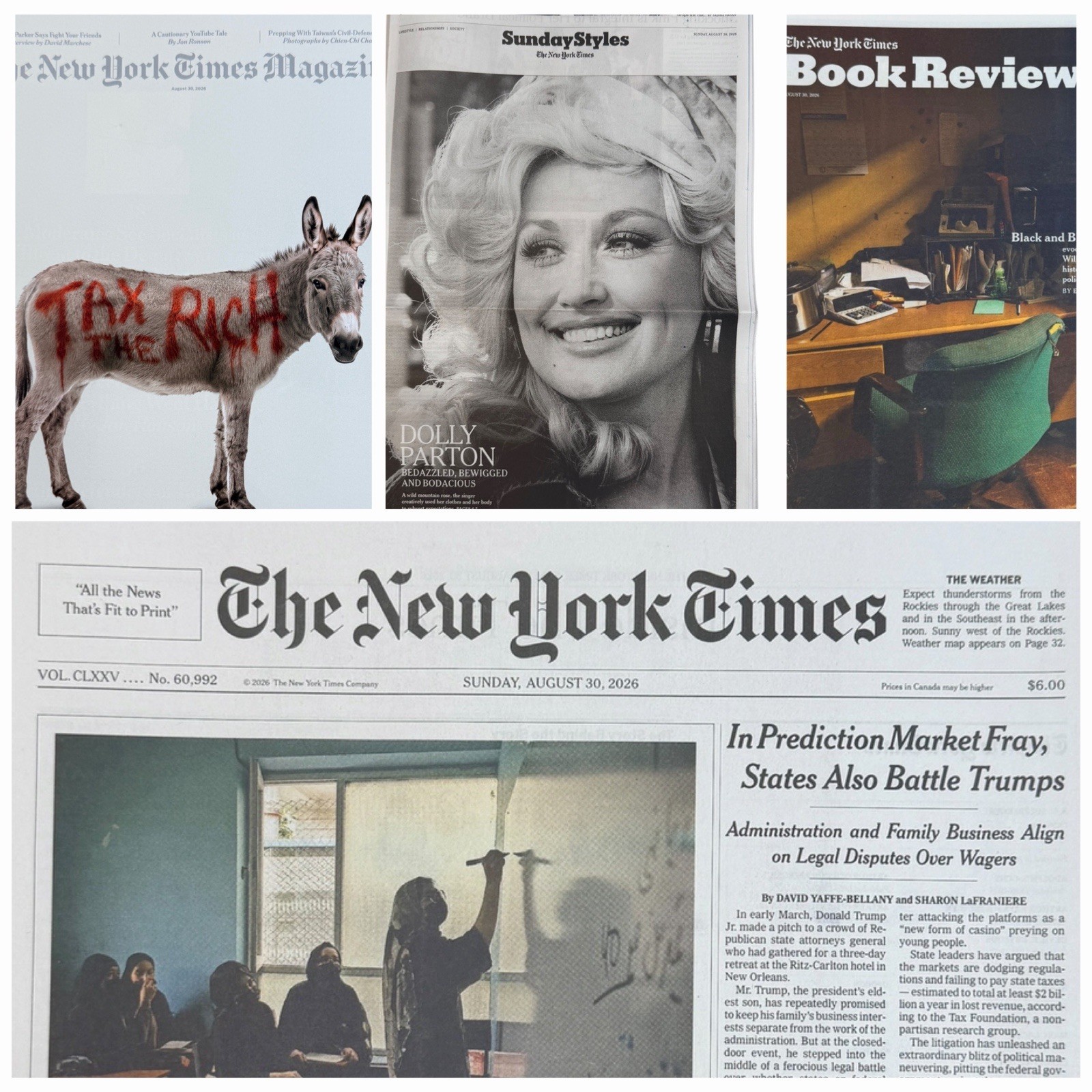 The New York Times Newspaper August 30 2026 SUNDAY Complete Print Paper UNREAD