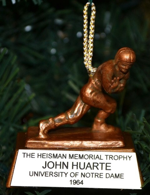 1964 JOHN HUARTE Notre Dame University Heisman Trophy Christmas Ornament 2\ 1964 JOHN HUARTE Notre Dame University Heisman Trophy Christmas Ornament 2\