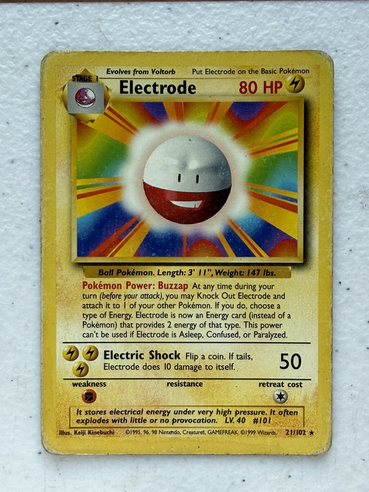 Wizards of the Coast Pokémon TCG Electrode 21/102 Base Set Rare EN 1999 LP/MP