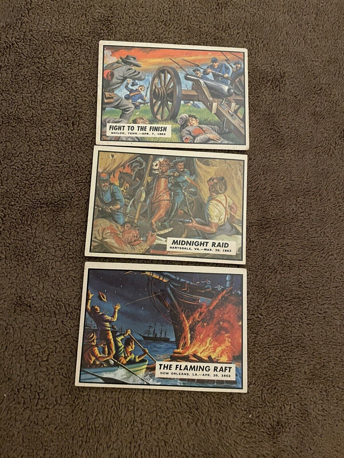 1962 Topps Civil War News Cards Lot (3) Vg