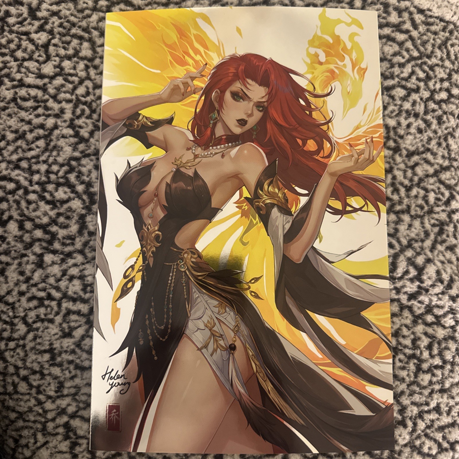 HELEN YOUNG Foil Dark Phoenix Wraparound Cover #11/100 W/COA