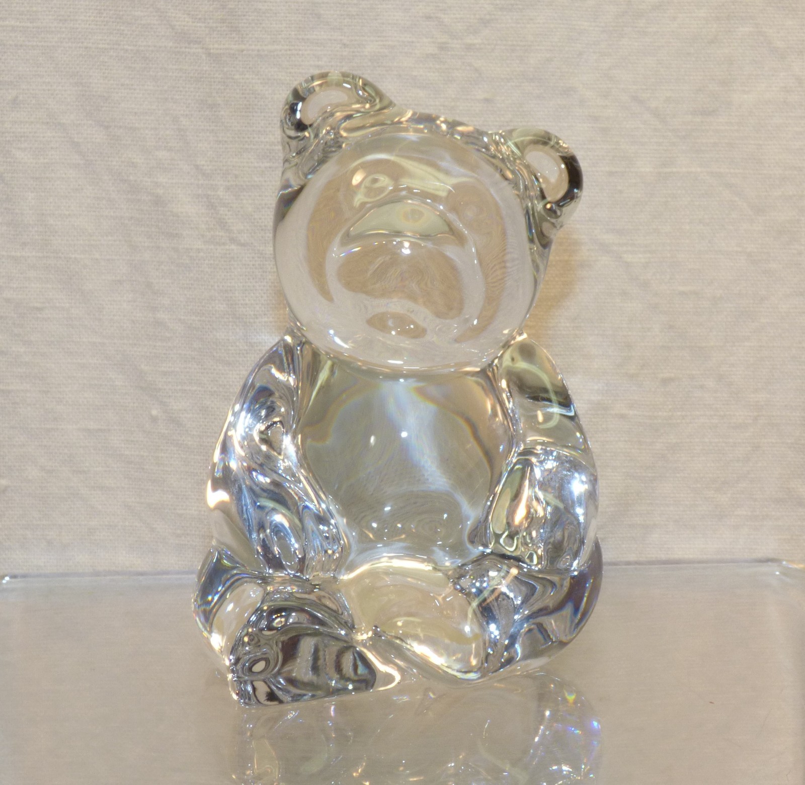 Crystal Glass Teddy Bear Figurine Paperweight Princess House W. Germany Vintage
