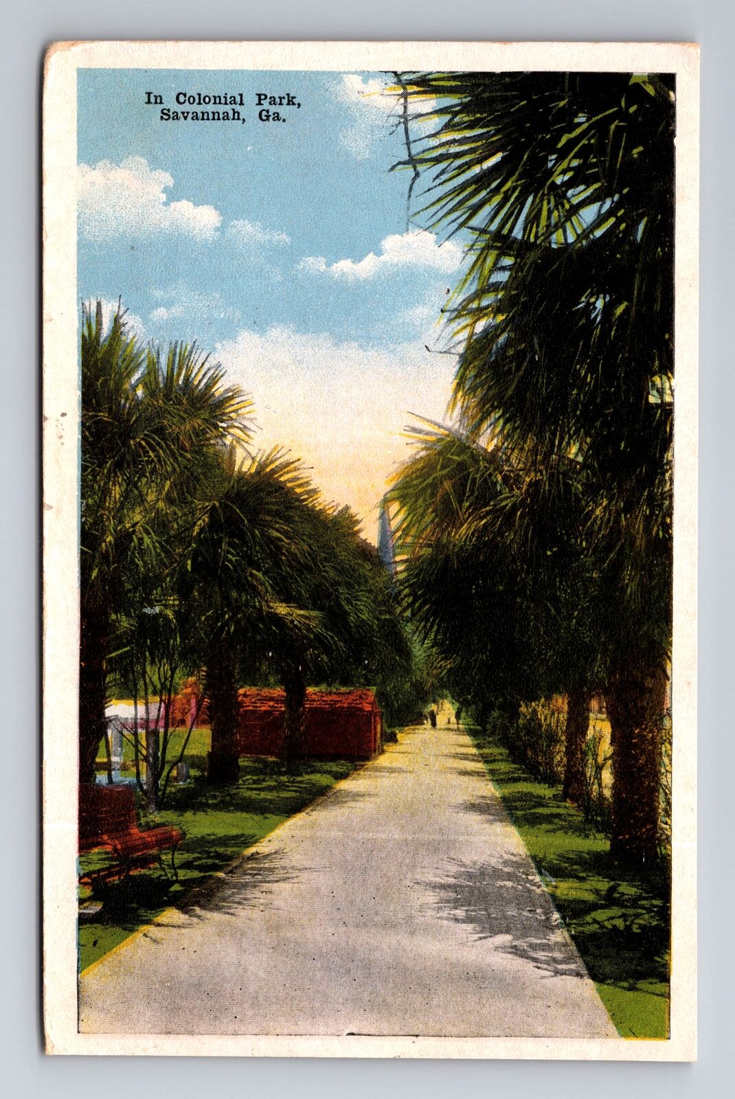 Savannah GA-Georgia, In Colonial Park, Antique, Vintage c1917 Souvenir Postcard