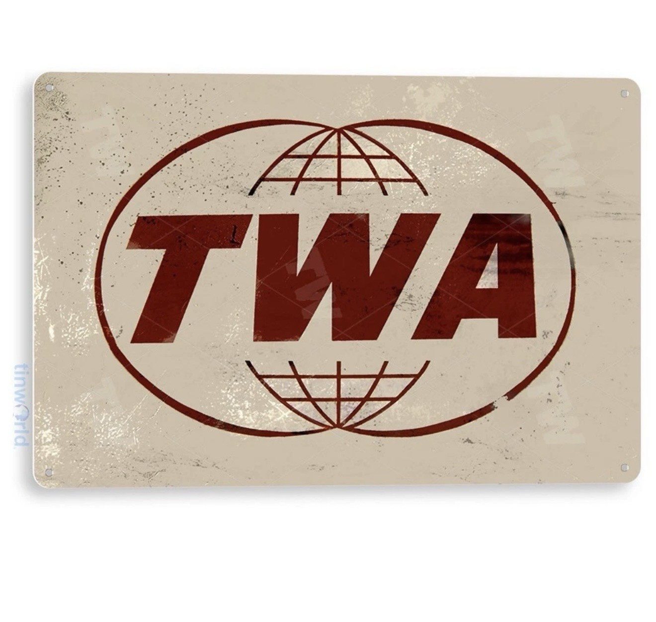 TWA Trans World Airlines Tin Sign Aviation Metal Wall Décor
