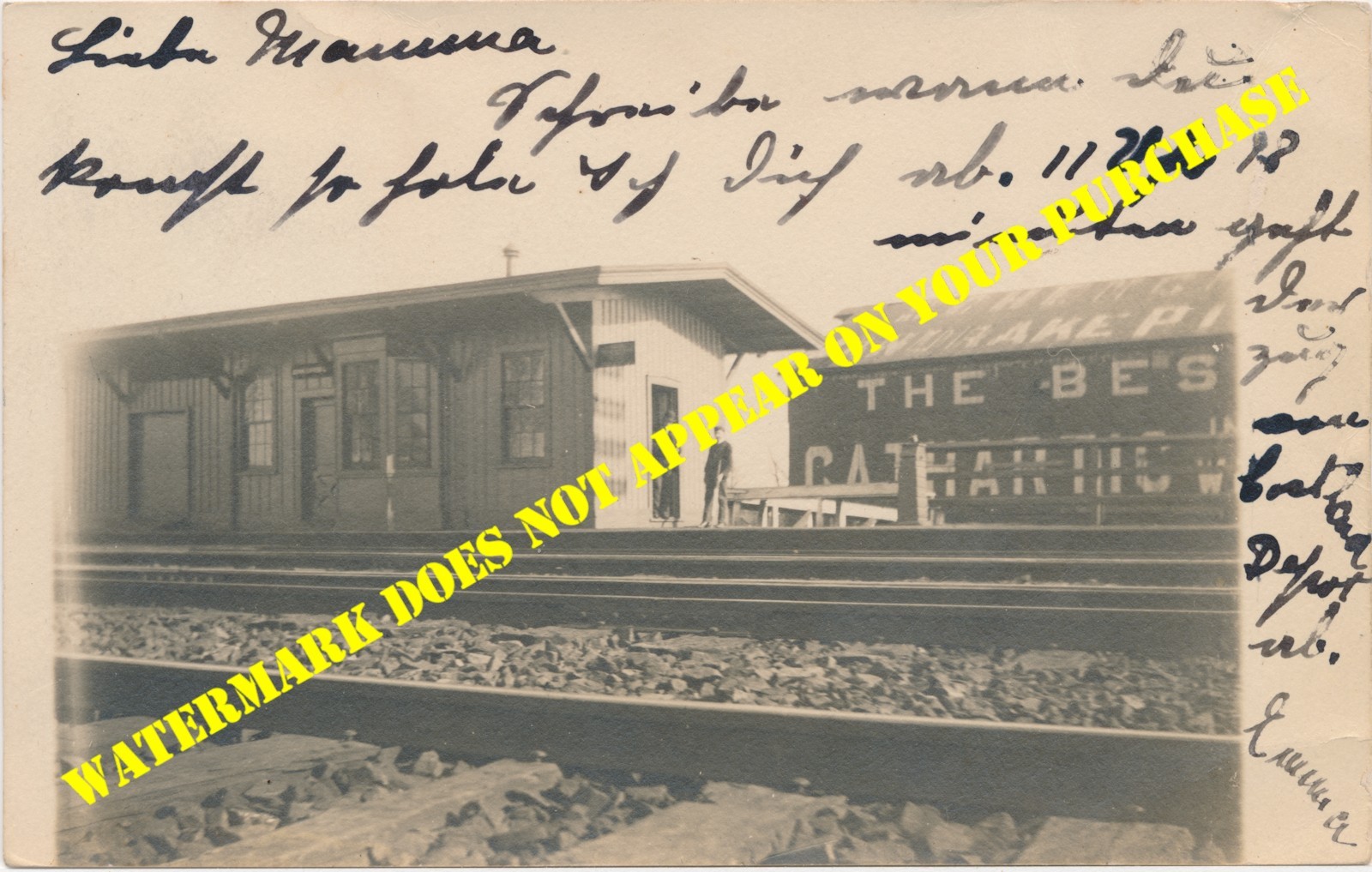 Pennsylvania Railroad PRR Deans NJ station Middlesex County RPPC 9/7/1906