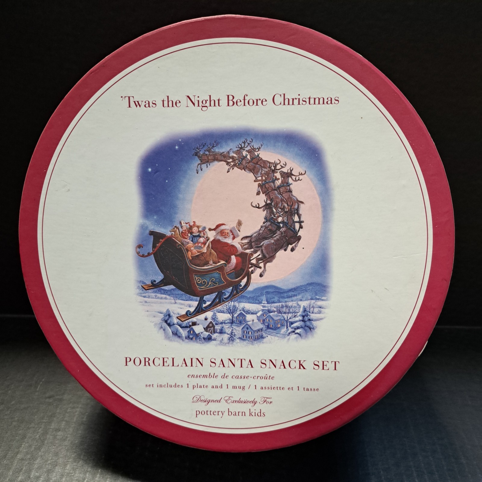 Pottery Barn Kids Porcelain Santa Snack Set Twas The Night Before Christmas
