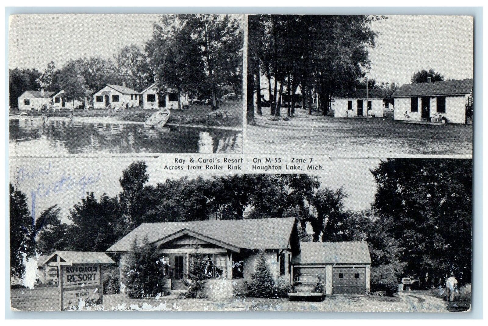 1959 Ray And Carol\'s Resort Restaurant Houghton Lake Michigan MI Posted Postcard