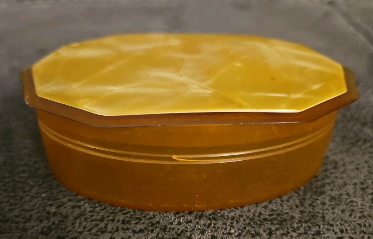 Vintage Rowanite Art Deco Amber Celluliod Trinket Box