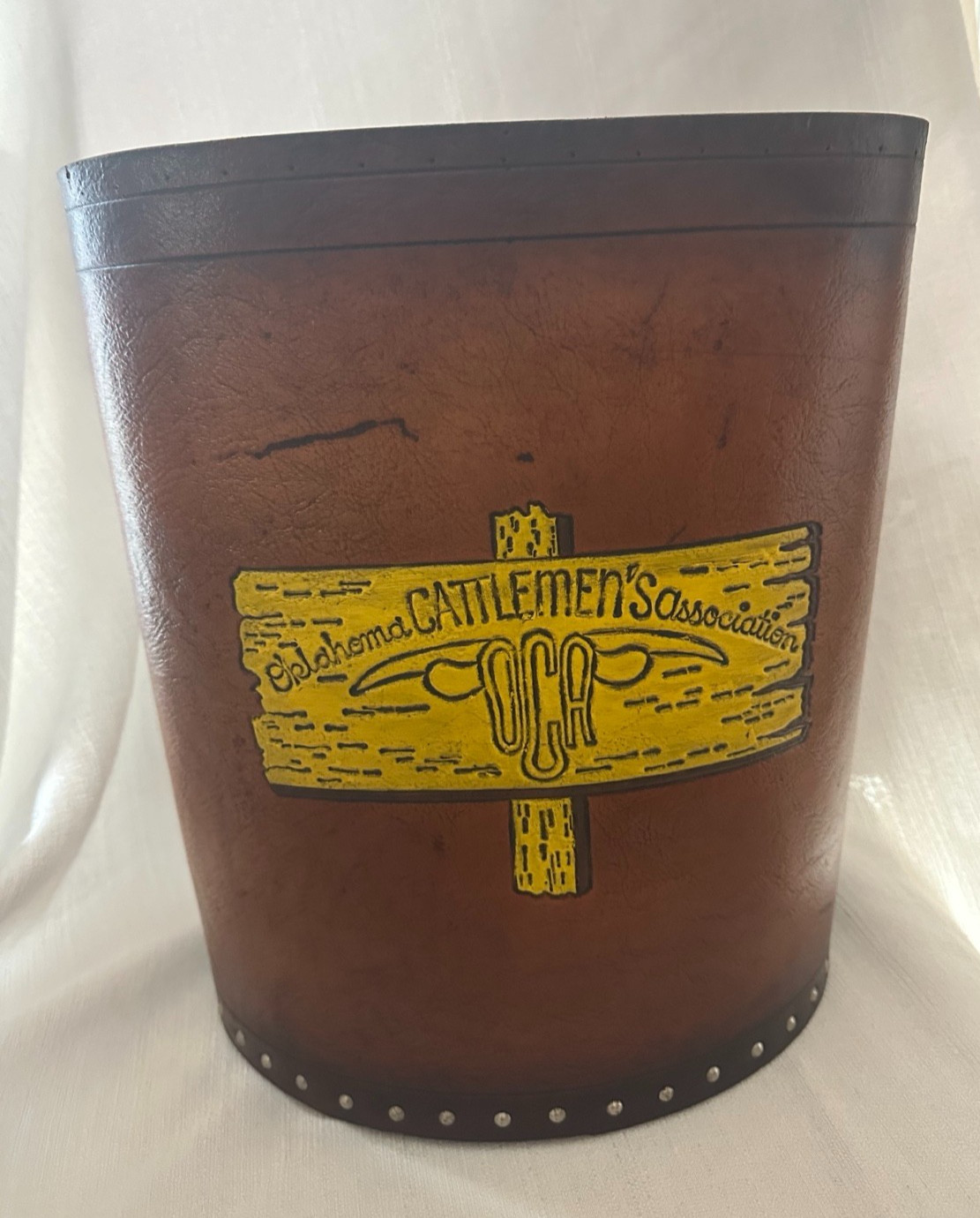 Rare 1950s Oklahoma Cattlemen's Association Engraved Leather 13 Rare 1950s Oklahoma Cattlemen's Association Engraved Leather 13
