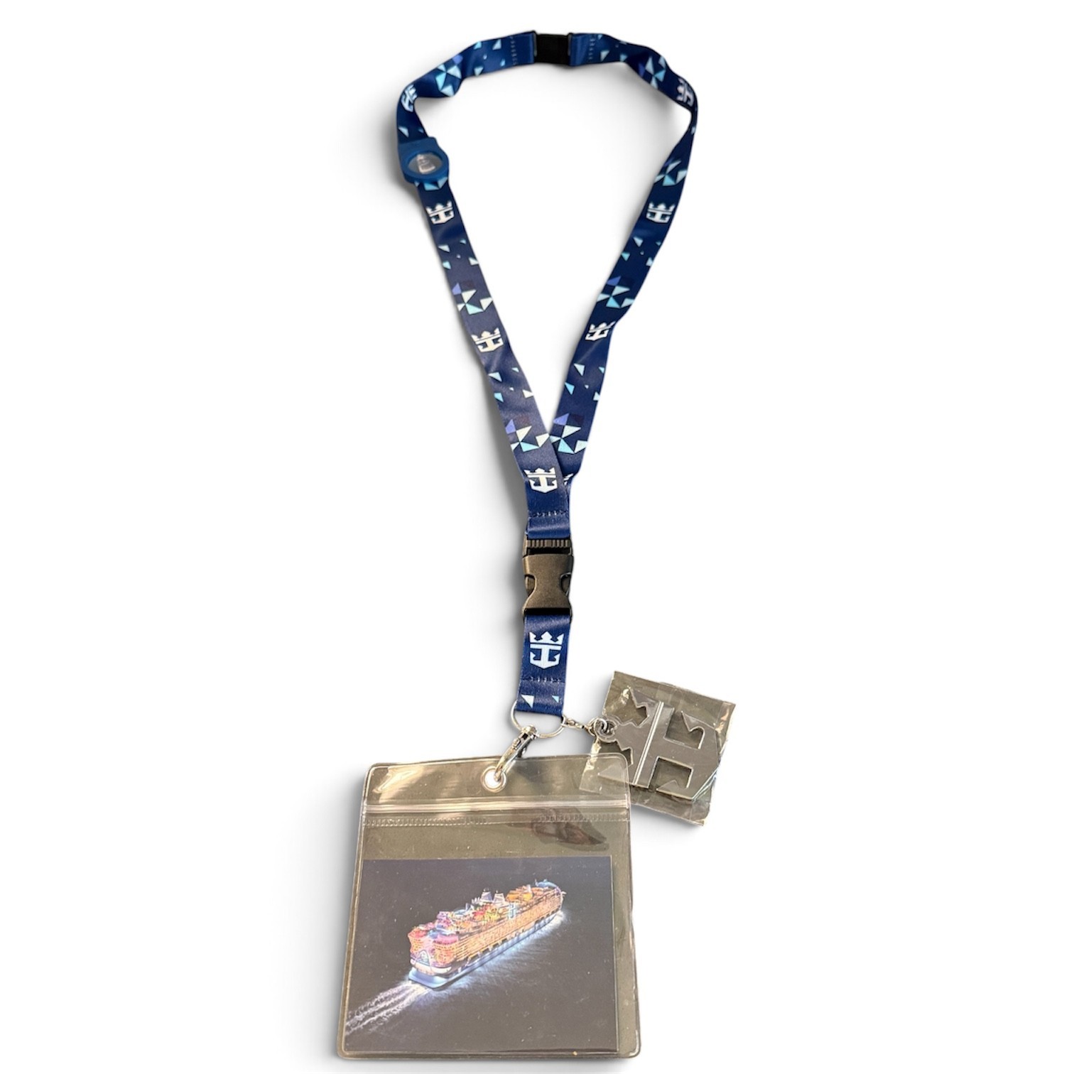 NEW Royal Caribbean Cruise Ship Lanyard with Metal Anchor Logo & ID Card Holder