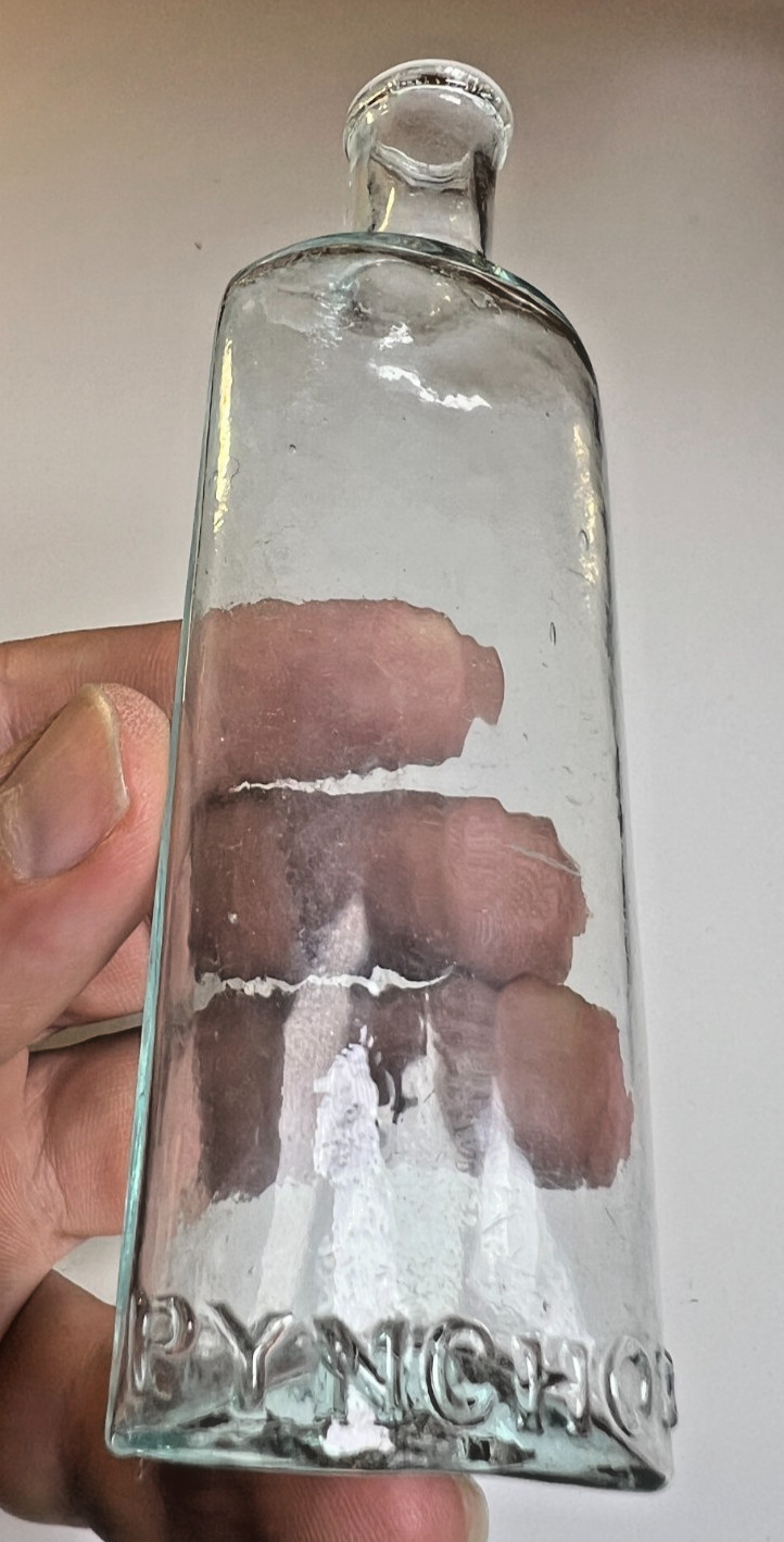 RARE Antique 1839 PYNCHON Boston Massachssetts Open Pontil Rolled Lip Bottle