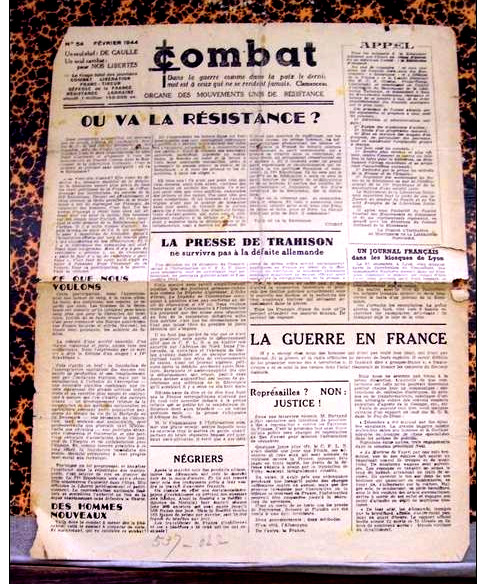 Combat. No. 54 February 1944. Organ of United Resistance Movements. 2 pages